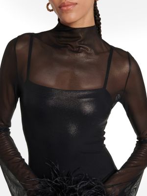 Kleid mit federn Oseree schwarz