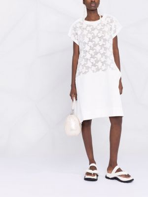 Květinové šaty se síťovinou Comme Des Garçons bílé