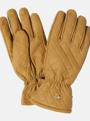 Pikowane rękawiczki skórzane Goldbergh brązowe