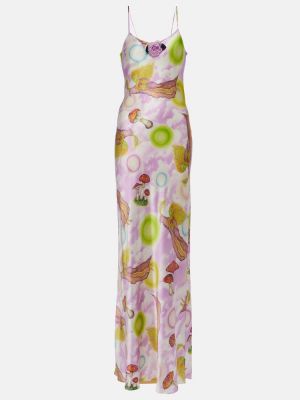Svilena maksi haljina s cvjetnim printom s printom Rodarte