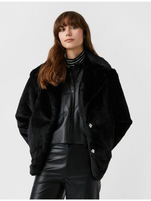 Oversized krátký kabát s knoflíky Koton černý