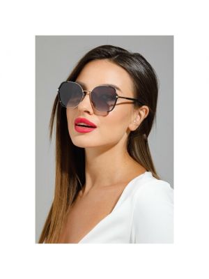 Солнцезащитные очки Exenza, прямоугольные, оправа: пластик, ударопрочные, с защитой от УФ, градиентные, зеркальные, для женщин черный