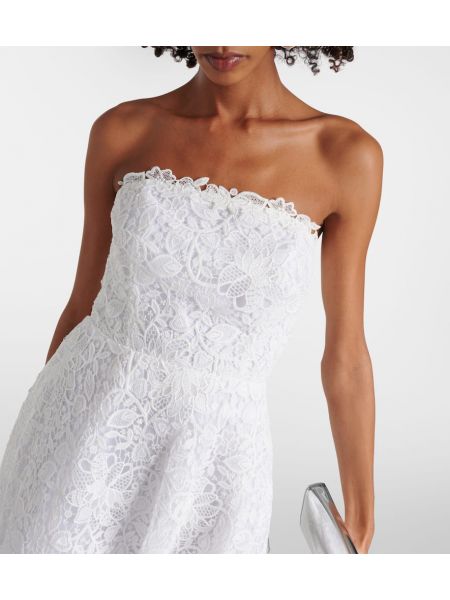 Nėriniuotas gėlėtas midi suknele Carolina Herrera balta