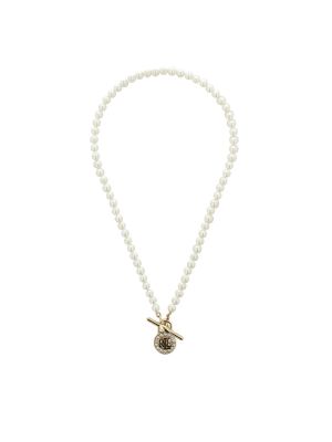 Naszyjnik z perełkami z kryształkami Lauren Ralph Lauren złoty