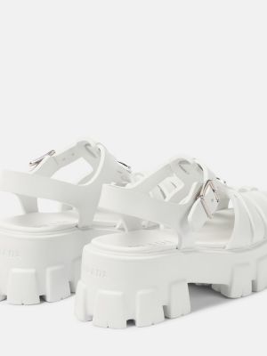Sandale cu platformă Prada alb