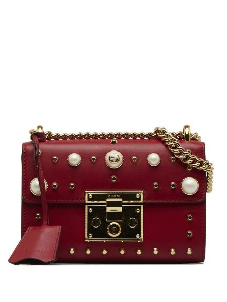 Crossbody torbica sa perlicama sa šiljcima Gucci Pre-owned crvena