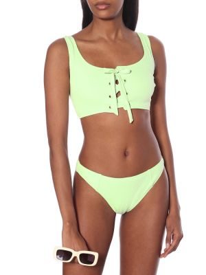 Bikini cu șireturi din dantelă Ganni verde