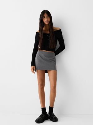 Элегантная короткая юбка-брюки Bershka серый