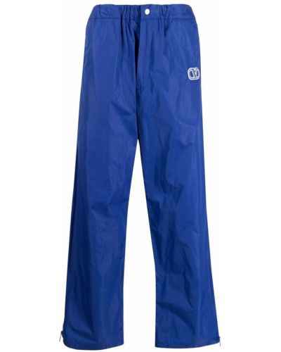 Ravne hlače s črtami Valentino Garavani modra