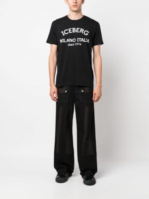 Kokvilnas t-krekls ar apdruku Iceberg melns