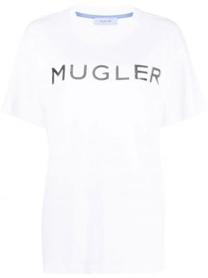 T-shirt z printem Mugler, biały