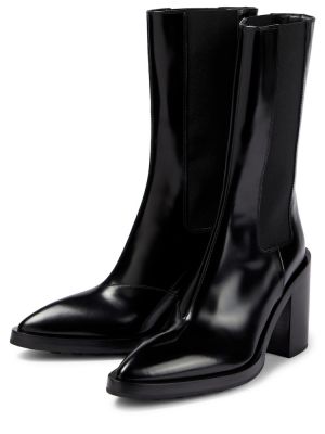 Ankle boots skórzane Jil Sander czarne