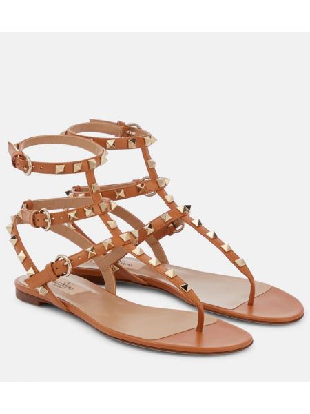 Sandalias de cuero Valentino Garavani beige