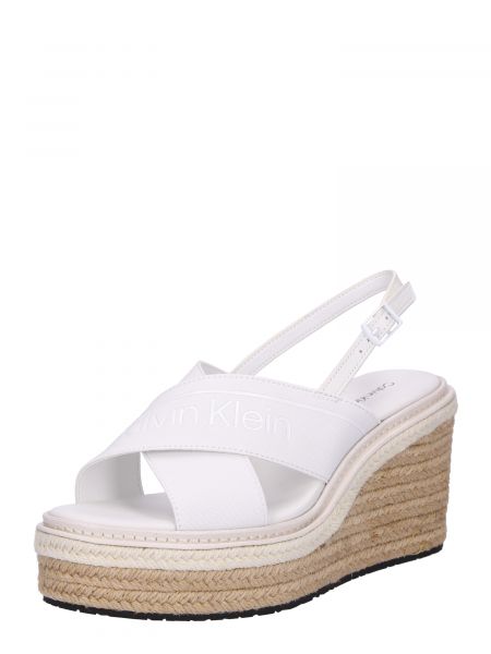 Sandale cu pană Calvin Klein alb