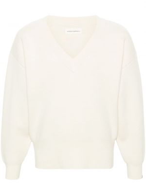 Kašmírový vlněný svetr s výstřihem do v Extreme Cashmere bílý