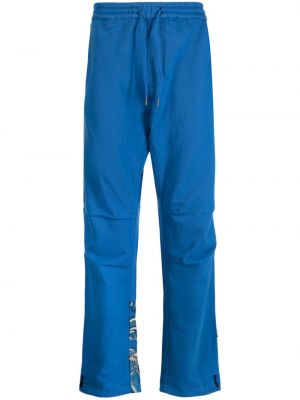Pantaloni dritti di cotone con stampa Maharishi blu