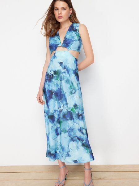 Μάξι φόρεμα από λυγαριά Trendyol μπλε