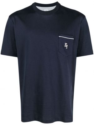 Βαμβακερή μπλούζα με κέντημα Eleventy μπλε