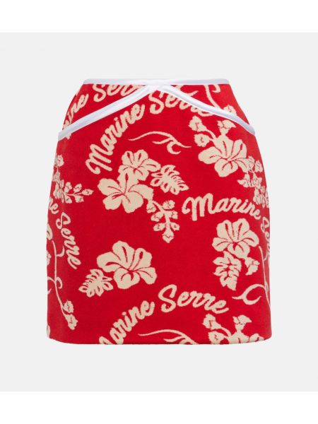Mini falda de cuero de tejido jacquard Marine Serre rojo