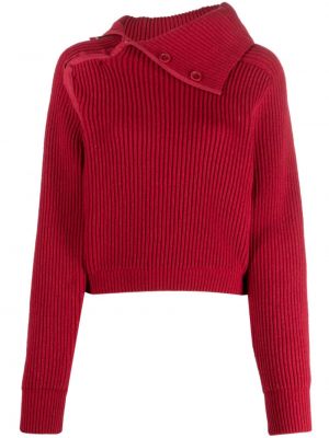 Sweter wełniany asymetryczny Jacquemus czerwony