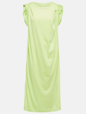 Βαμβακερή μίντι φόρεμα Dries Van Noten πράσινο