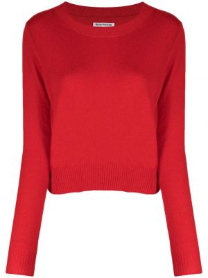 Кашмирен пуловер с кръгло деколте Reformation червено