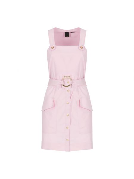 Sukienka mini bez rękawów bawełniana z kieszeniami Pinko różowa