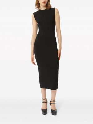 Midi šaty bez rukávů s kulatým výstřihem Nina Ricci černé