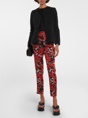 Pantaloni cu picior drept cu model floral Dries Van Noten roșu
