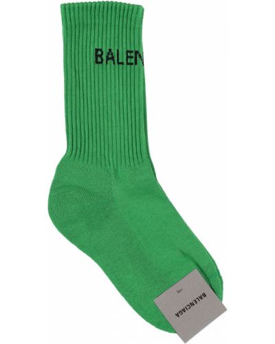 Bombažne nogavice iz žakarda Balenciaga zelena