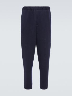 Pantaloni de lână cu model herringbone Giorgio Armani albastru