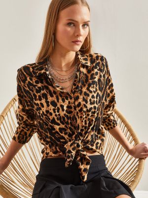 Риза с леопардов принт Bianco Lucci