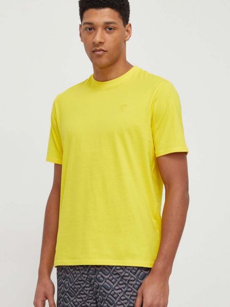 Тениска с дълъг ръкав с апликация Guess жълто