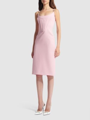 Сатенена мини рокля без ръкави Versace розово