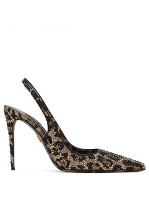 Pantofi cu toc din piele cu imagine cu model leopard Dolce & Gabbana