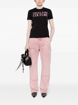 Kokvilnas t-krekls Versace Jeans Couture melns