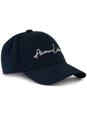 Памучна шапка с козирки бродирана Armani Exchange черно