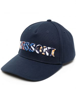 Haftowana czapka z daszkiem Missoni niebieska