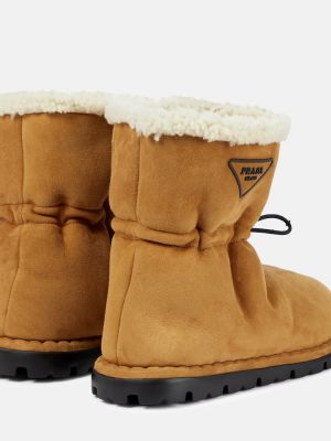 Semišové sněžné boty Prada hnědé