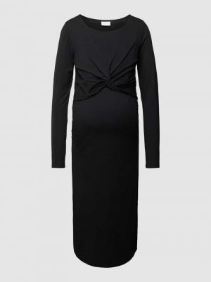 Czarna sukienka midi z okrągłym dekoltem Mamalicious