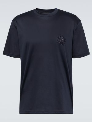 Džersis medvilninis marškinėliai Giorgio Armani mėlyna