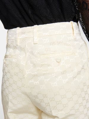 Pantalones rectos de tejido jacquard Gucci beige
