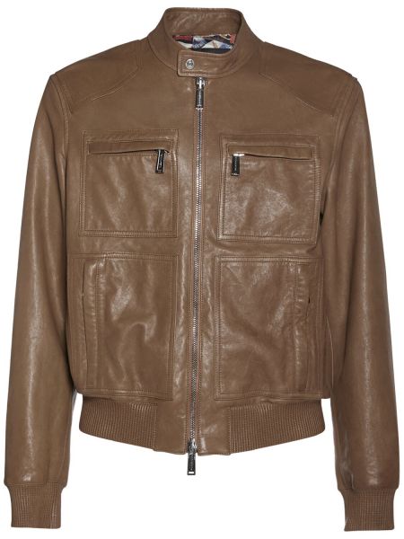 Chaqueta de cuero con cremallera Dsquared2