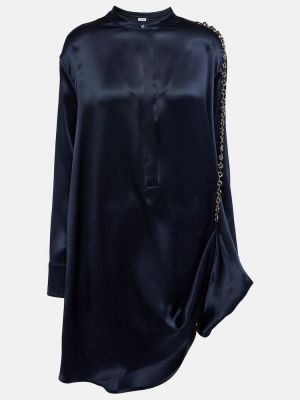 Mini robe en soie à imprimé Loewe bleu