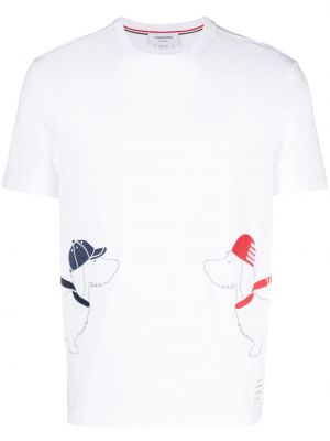 Тениска с принт Thom Browne бяло