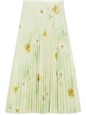Plisovaná kvetinová midi sukňa s potlačou Balenciaga zelená