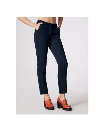 Simple Pantaloni din material SPD506-01 Bleumarin Slim Fit