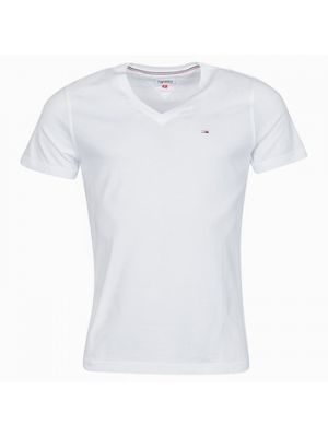 T-shirt con scollo a v in jersey Tommy Jeans bianco