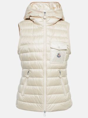Пухен елек с качулка Moncler бяло