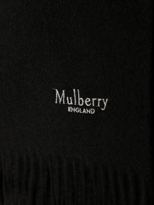 Kašmira šalle ar bārkstīm Mulberry melns